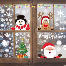 Christmas Window Clings 300PCS Christmas Window Clings for Glass Window Christmas Window Decals Xmas Santa Window Stickers for Glass Windows Decorations