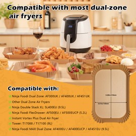 Pack of 120 Disposable Non-Stick Air Fryer Liners | Greaseproof Parchment Paper Sheets for Double Basket Fryers | Compatible with Ninja AF300EU AF400EU SL400EU AF500EU, Other Hot Air