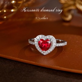 MYBELLNA Promise Ring for Your 925 Sterling Silver Created Ruby Blue Sapphire Emerald Diamond Heart Promise Wedding Engagement Ring for Wife Girlfriend Your Anniversary, Precious metal, Cubic Zirconia
