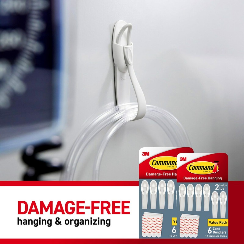 Command Cord Bundlers, Damage-Free Hanging Cord Organizer, No Tools Required