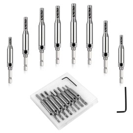 CCTSA Self Centering Drill Bits Set for Hinges, Center Drill Bits VIX Bit Set with Flat Plastic Storage Case for Wood Woodworking Door Window Cabinet Hinge Total 10 PCS (Silver)