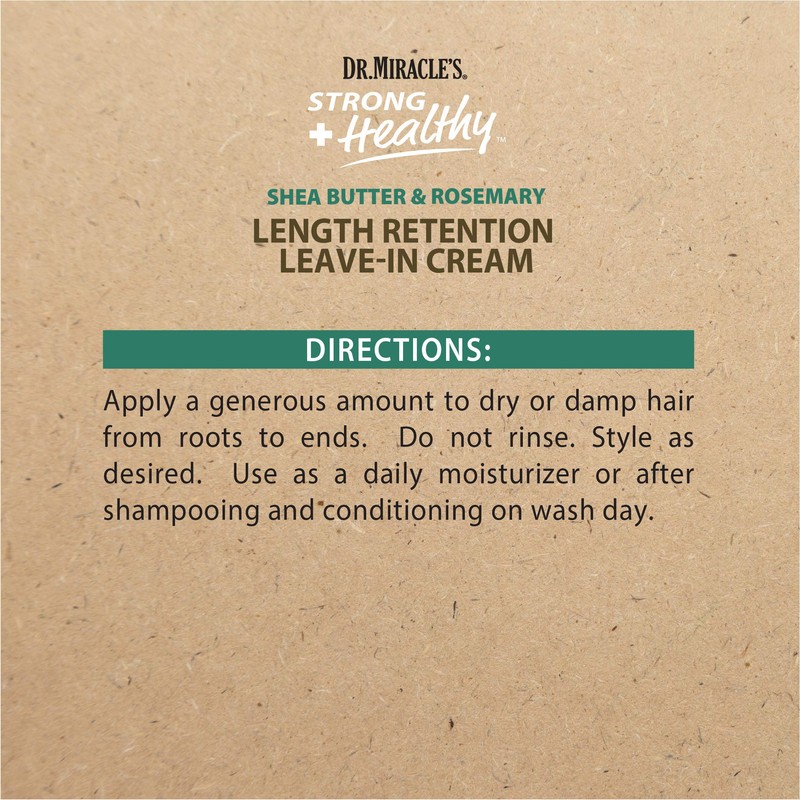 Dr.Miracle's Strong & Healthy Length Retention Leave In Cream. Contains