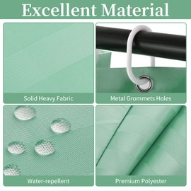 HELLCRACK Small Mini Shower Curtain or Liner Fabric 32x72 Inch,Washable IPx4 Waterproof Hotel Quality,Shower Curtains with Hooks and Grommets,Stall Shower Liner/Green …