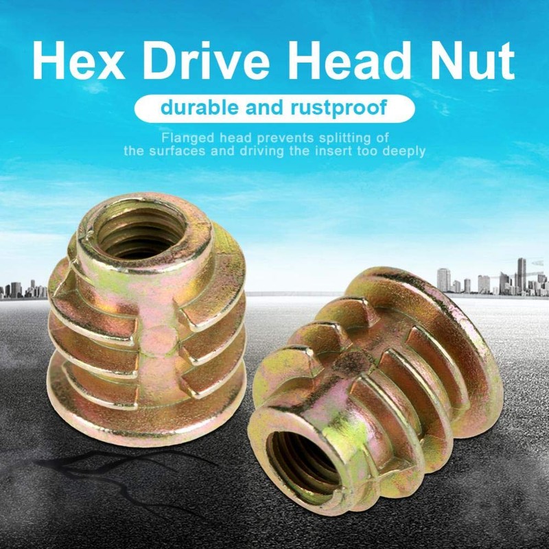 50pcs M4*8mm Screw-in Nut Threaded Insert Nuts Hex Socket Drive