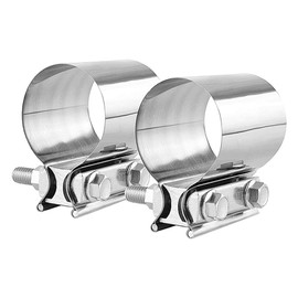Namvo 2 Pack Butt Joint Exhaust Band Clamps, Stainless 3 Inch OD to OD Exhaust Tubing Couplings Secure Fit Connecting for Muffler Catalytic (2.5 Inch)