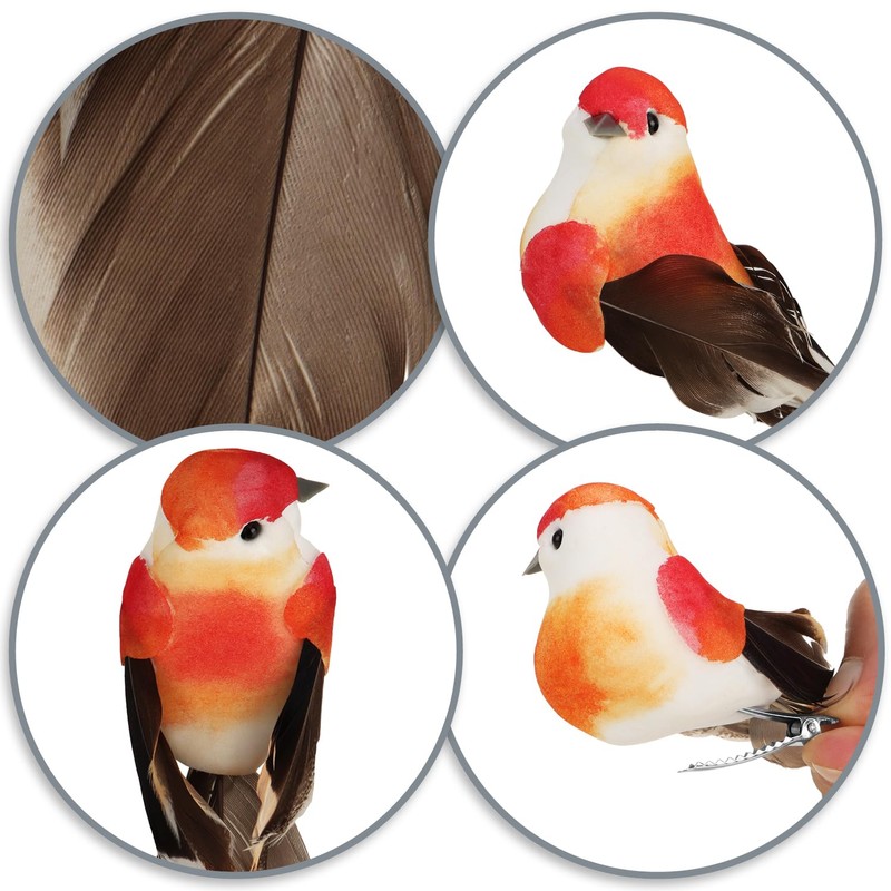 com-four® 24 x Decorative Birds, Artificial Birds in 5 Colourful