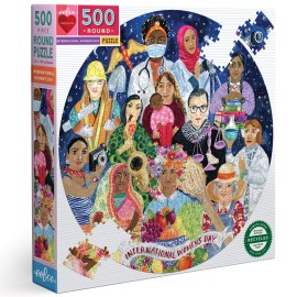 eeBoo Celebrating Women Round Jigsaw Puzzle 500 Pieces High Quality 23 Inch