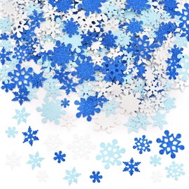 500 Pieces Snowflake Glitter Foam Stickers - Assorted Blue and White Snowflake Snow Shape Foam Stickers Self-Adhesive for Kids Crafts Christmas Winter Holiday Decorations Party Favor Supplies