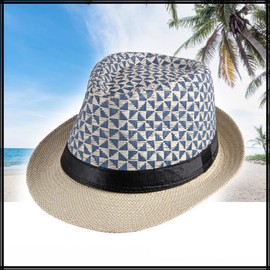 White Fang CZA291 Stylish Beach Hat, Straw Hat, Summer, Hat, Simple, Outdoor, Men's, Women's,, multicolor (black / white), Free size