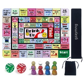 gzaymng Drinking Board Games for Adults, Rubber Mat Drinking Board Game, Funny Party Drinking Games for Game Night, Birthday, Family Play or Any Occasion, Age 21+, 2-8 Players