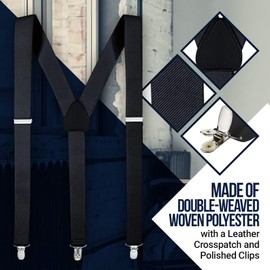 Hold’Em Junior/Adults Men Adjustable Elastic Solid 1" Suspenders Featuring STURDY POLISHED CLIPS-Royal Striped