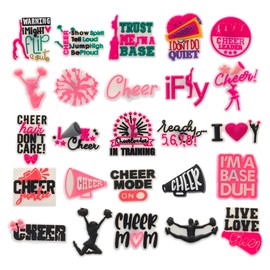 MelleFlarynsun Cheerleading Shoe Charms Fit for Croc Clog Wristband Bracelet Decoration Sports Pins Accessories Shoe Charm for Women Birthday Party Favor Gifts