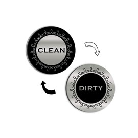 Dirty Clean Dishwasher Magnet,Dishwasher Magnet Clean Dirty Sign Magnet for Dishwasher Dish Bin That Says Clean or Dirty,Silver Brushed Dishwasher Magnet for Kitchen Organization and Storage (Round)