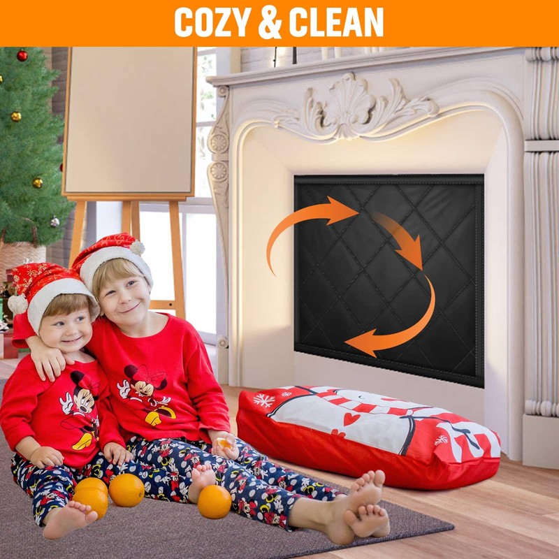 Fireplace Cover, Fireplace Blocker Blanket with Hook and Loop Tapes,