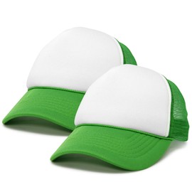 DALIX Two Tone Blank Trucker Hats Caps (2 for 1) in Kelly Green/White