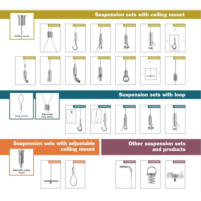 STAS Suspension Set with Internal M6 Screw Thread and Ceiling