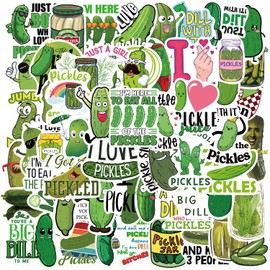 50PCS Pickle Stickers,Pickle Stickers,Teens Boys and Girls Sticker Pack Vinyl Skateboard Guitar Door Laptop Luggage Car Bike Water Bottle Birthday Party Supplies Stickers