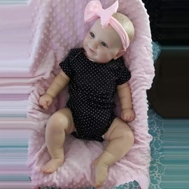 ADFO Reborn Baby Dolls 20 Inches Girl Realistic Baby Doll with Soft Cloth Body Smiling Newborn Real Life Baby Dolls with Feeding Accessories for Kids Ages 3+