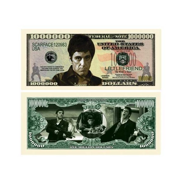 5 x Scarface/Al Pacino Novelty Note $1 Million USA Dollar