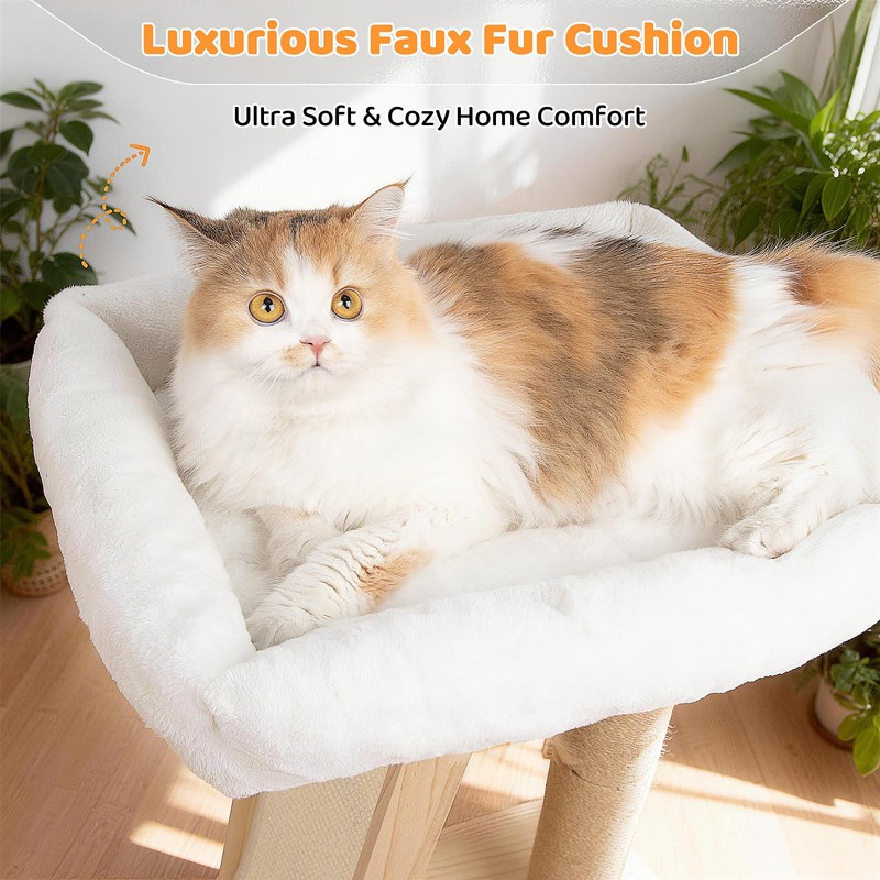 Famifit 31.5" Cat Scratching Post, 3-in-1 Multifunctional Natural Pine Wood