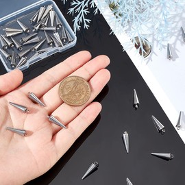[UNICRAFTALE] Approximately 40 Pieces, 0.7 inches (18 mm), Spike Charm, 304 Stainless Steel Charm, Conical Shape, Corn Spike, Rivet Charm, Stainless Steel Color, Metal Charm, Metal Parts, Necklace Parts, Jewelry Making, Necklace Bracelet Piercing Parts, 