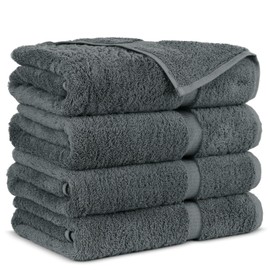Towel Bazaar Premium Cotton Super Soft and Absorbent Turkish Towels (4-Piece Bath Towels, Dark Gray)