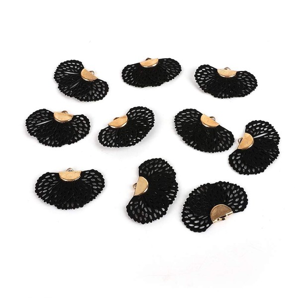 20-Piece Faux Leather Fan Shaped Tassel Kit Pendant Charms Filigree