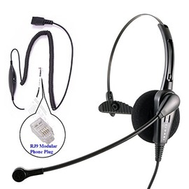 RJ9 Headset - Cost Effective Pro Monaural Headset + Virtual Compatibility RJ9 Cord Compatible with Cisco Avaya Panasonic