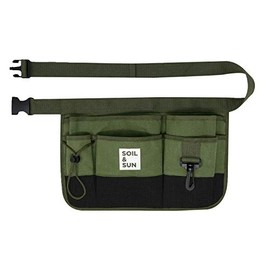 Soil and Sun Green Utility Belt Pouch-Size Adjustable Garden Apron for Women with Pockets-Durable Canvas Garden Tool Belt for Women Multi-Pocket Waist Caddy Gardening Belt