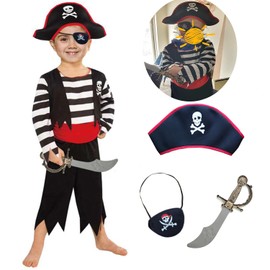 SP Funworld Children's Pirate Boy Costume with Sword,Eyepatch,Hat