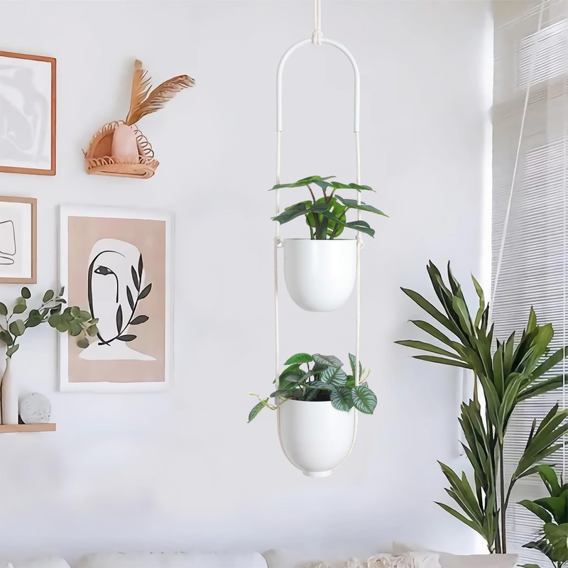 ABETREE Hanging Planters 2 Tiers Metal Plant Hangers for Indoor