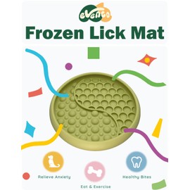 Evenco Lick Mat for Dogs, Silicone Slow Feeder Licking Mat with Non-Slip Suction Cups, Freeze-Friendly Lick Bowl for Enrichment Play, Anxiety Relief & Keeps Busy (6.0" x 1.0" Green)