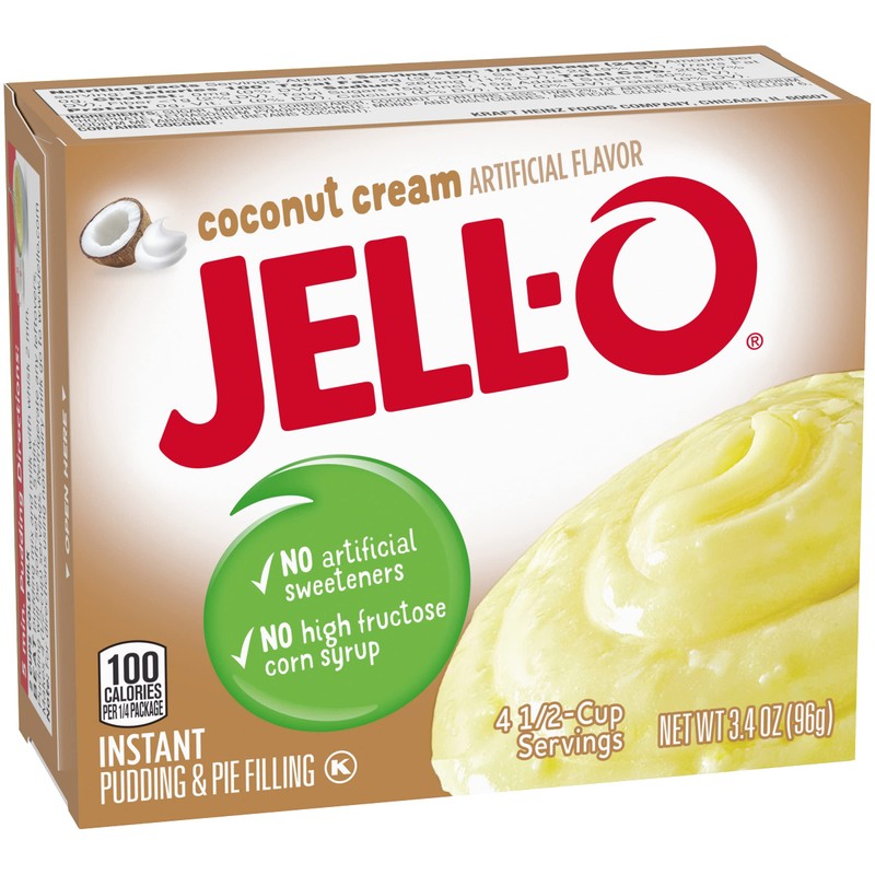 Jell-O Instant Pudding & Pie Filling, Coconut Cream, 3.4 Ounce