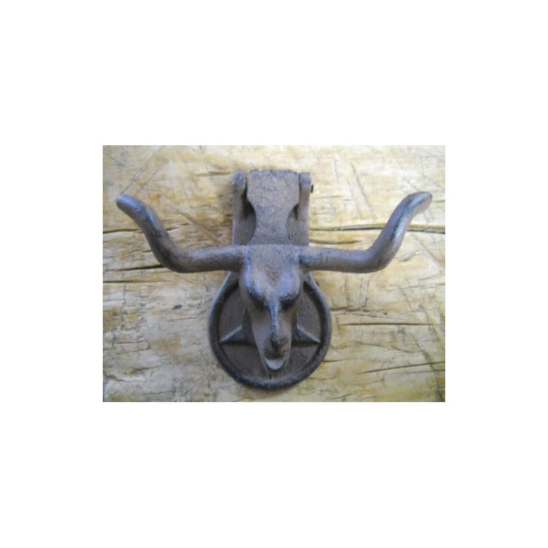 Vintage Cast Iron Antique Style Rustic Bull Steer Door Knocker