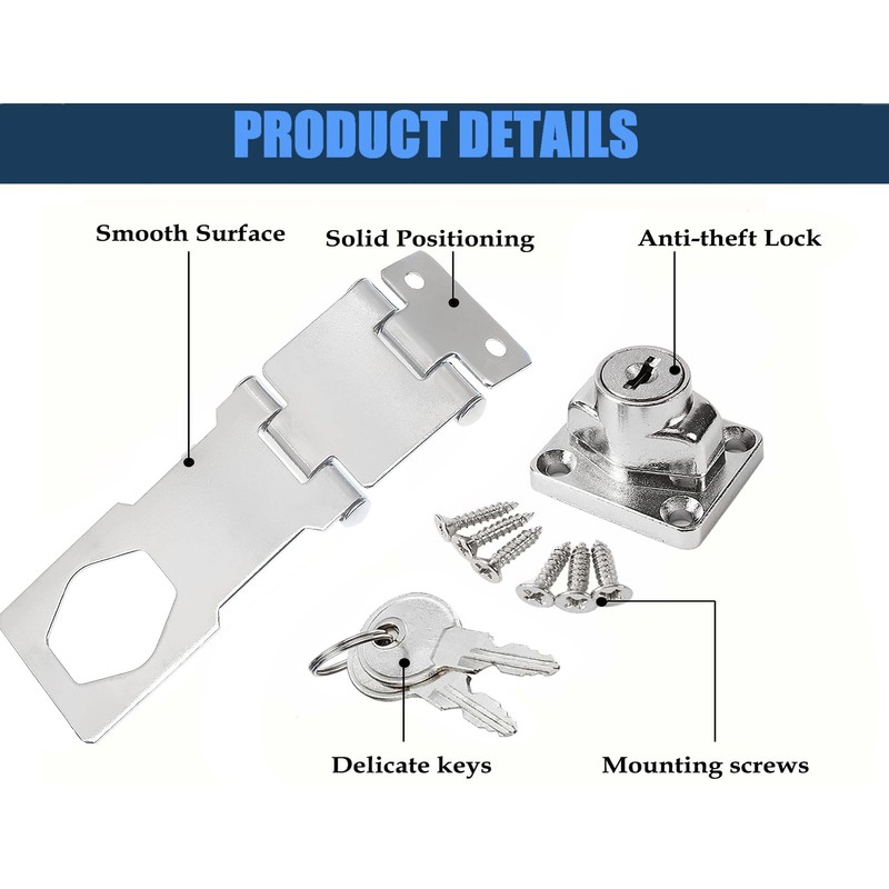 Litensh Hasp Lock Padlock Gate Bolt Door Bolt Lock with