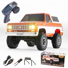 EAZYRC X FMS 1/24 Chevy K5 Blazer 1976s RC Truck RTR Orange, with Lisense RC Crawler, 4WD 5Km+ 2-Speed Transmission RC Car Off-Road Vehicle，Play as Soon as You get it（Orange）