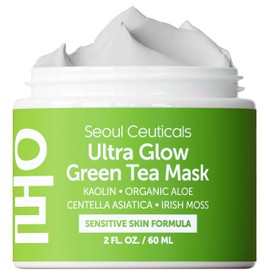SeoulCeuticals Mascarilla Facial Coreana Para Piel Sensible - Mascarillas Faciales Coreanas De Té Verde - Mascarillas Faciales De Belleza Coreanas -  