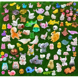 U-Zimikee 150 Pcs Mini Resin Animals - Tiny Resin Animal Miniature Animals Figurines Small Little Animal Figures Bulk for Fairy Garden Micro Landscape Dollhouse Accessories