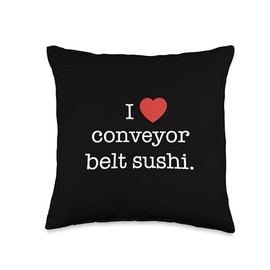 I Love Conveyor Belt Sushi - Vintage Inspired Minimalist Throw Pillow