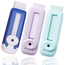 Pencil Eraser, 3 Pack, 3 Colors, Retractable Eraser, Push-Pull Eraser, Stick, Eraser, Pencil Eraser for Kids, Student Supplies, Large Capacity Eraser, 1 Piece Equivalent to 8 Regular Erasers, Easy to