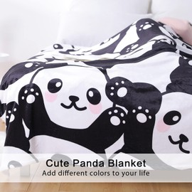 Jurllyshe Panda Blanket, Flannel Fleece Plush Blanket, Soft Warm Cute Pandas Blanket Panda Gifts for Women Kids Four Seasons (Cute Panda, 60 x 80 Inch)