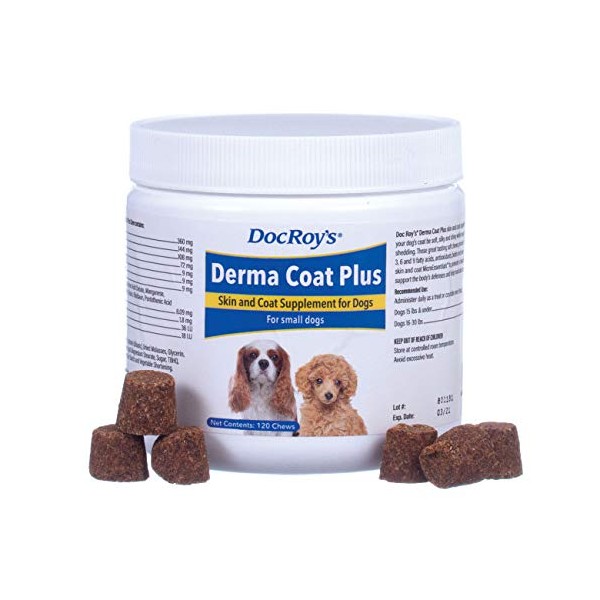 Revival Animal Health Doc Roy's Derma Coat Plus Skin & Coat Supplement for Small Dogs- 120 ct Chews