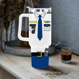 Sxmluedn Pilot Tumbler Cup - 40 Oz Mug with Lid, Straw, and Handle for Women and Men