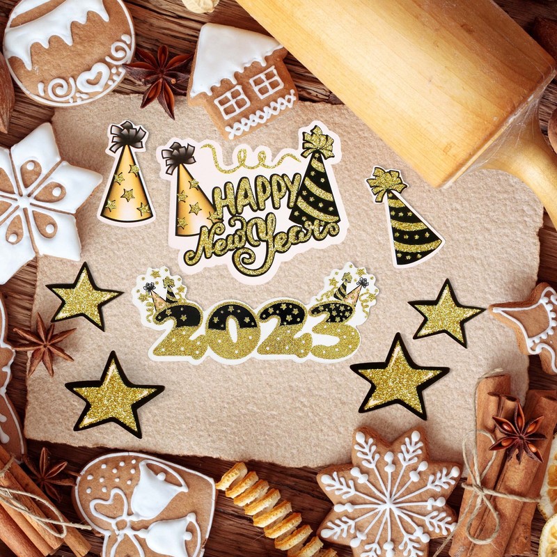 Happy New Year Cupcake Toppers Midnight Star Cupcake Picks