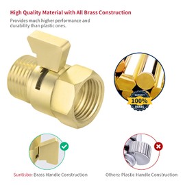 Water Flow Control Valve Brass Shut Off Valve,Brushed Brass Adjustable Water Volume Valve G1/2 Water Pressure Regulator for Hand Held Shower Head & Bidet Sprayer