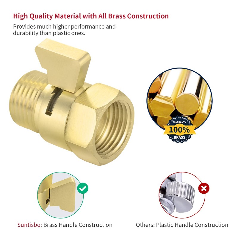 Water Flow Control Valve Brass Shut Off Valve,Brushed Brass Adjustable