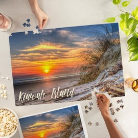 Kiawah Island, South Carolina, Sunset on Beach, Photography (1000 Piece Puzzle, Challenging Jigsaw Puzzle for Adults, Made in USA)