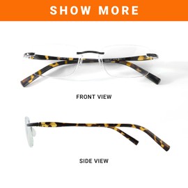 EFE Rimless Reading Glasses Readers for Women Men 2.0 Lightweight Blue Light Blocking Frameless Anti Glare Tortoise Eyeglasses Glasses 3 Pack (Multicolor, 200)