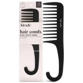Kitsch Peine de dientes anchos para mujer, peine de peinado rizado, peine duradero para cabello húmedo o seco para hombres y mujeres, masaje cuero... 
