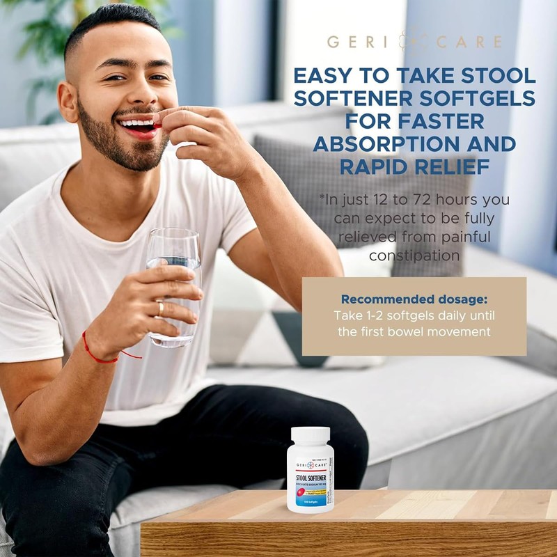 Docusate Sodium Stool Softener - 100mg Gentle Stimulant Laxative Softgels